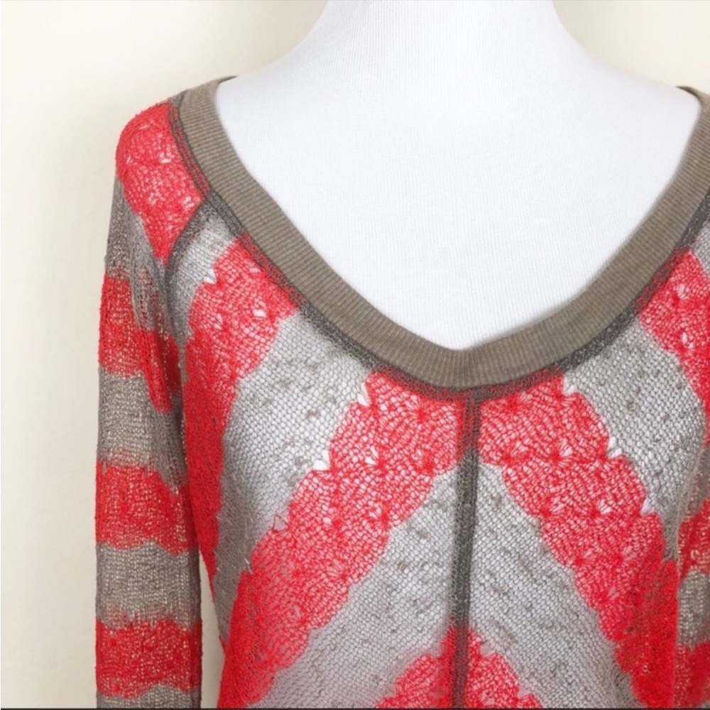 Free People We The Free Sheer Mesh V-Neck Long Sleeve Top - Size XS - Picture 2 of 7